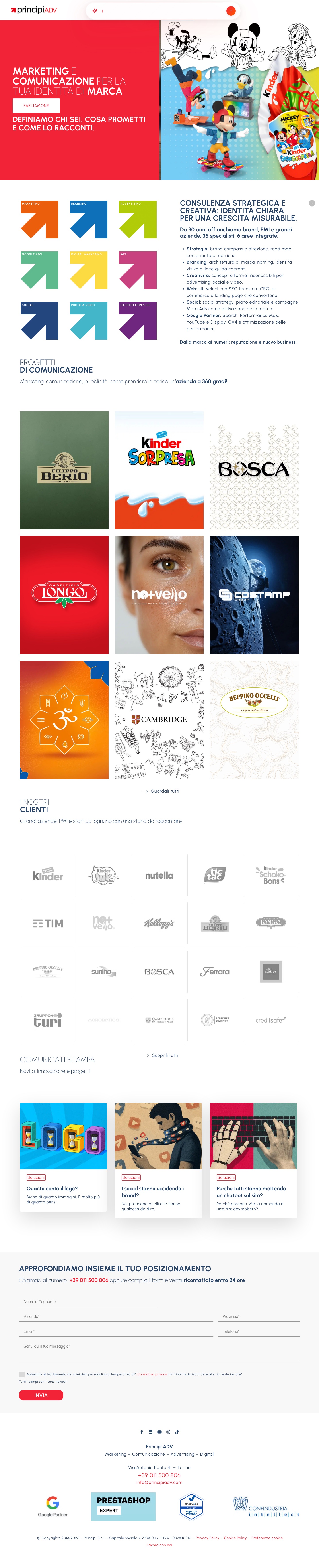 Anteprima della homepage di Principi ADV